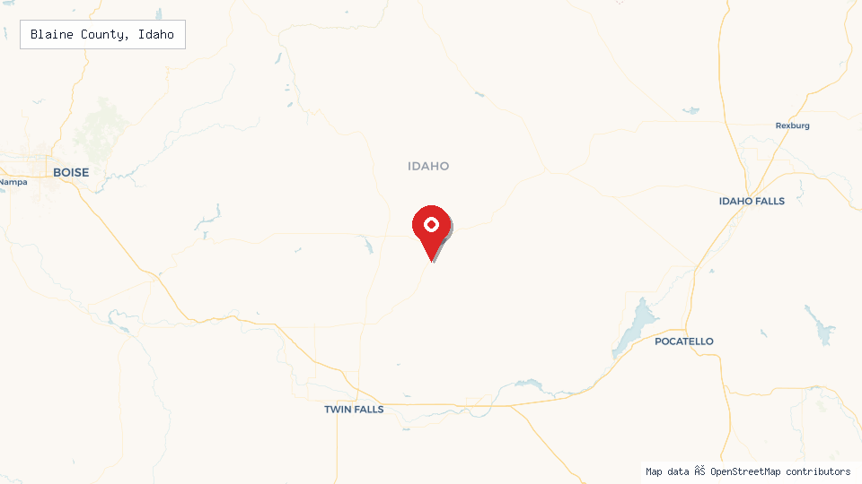 Street map of Blaine County, Idaho with location pin