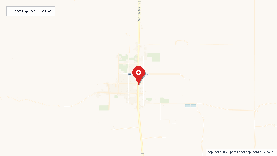 Street map of Bloomington, Idaho with location pin