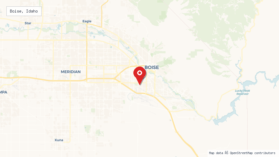 Street map of Boise, Idaho with location pin