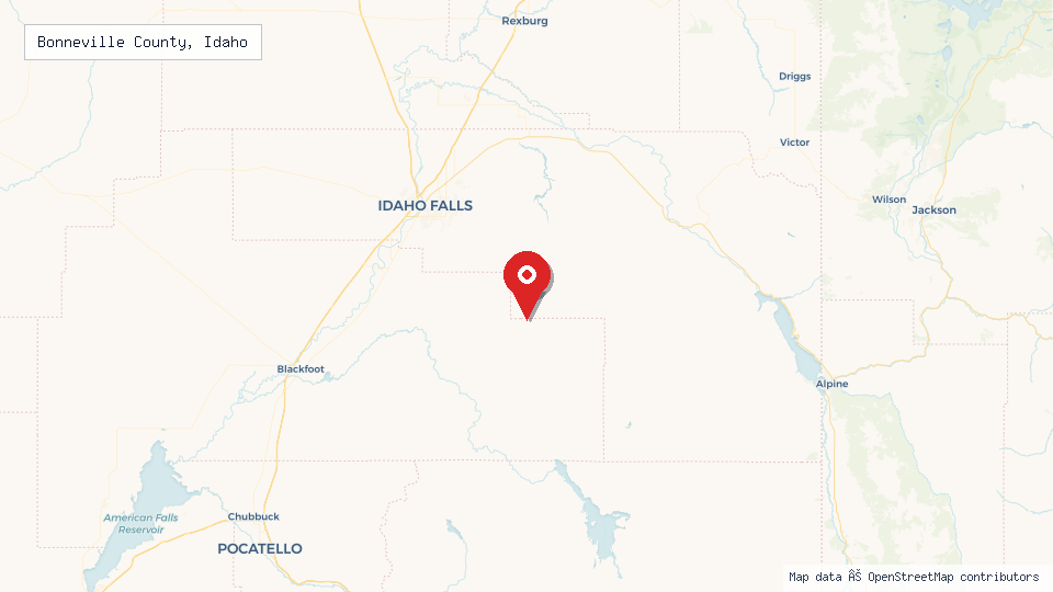 Street map of Bonneville County, Idaho with location pin