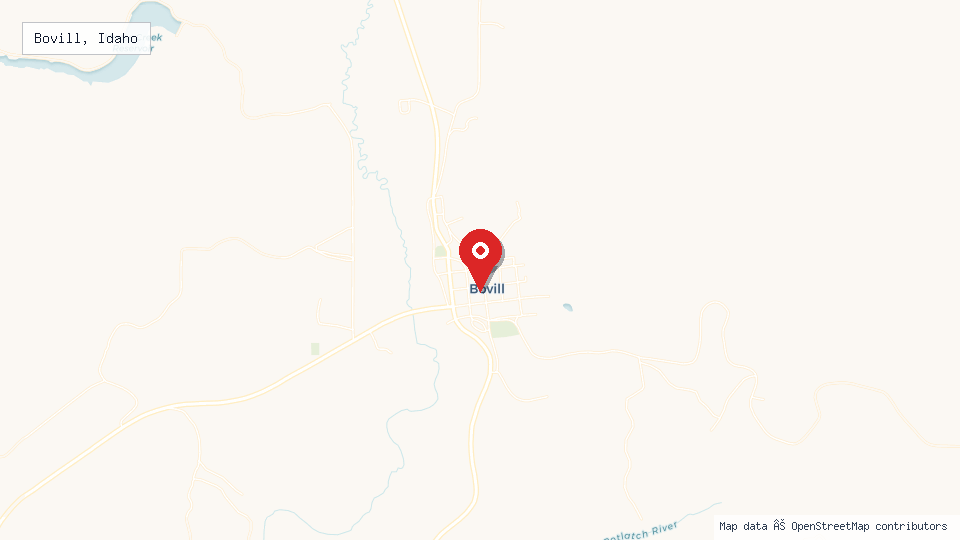 Street map of Bovill, Idaho with location pin