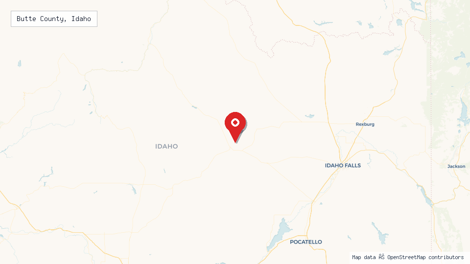 Street map of Butte County, Idaho with location pin