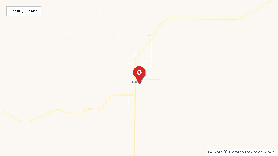 Street map of Carey, Idaho with location pin