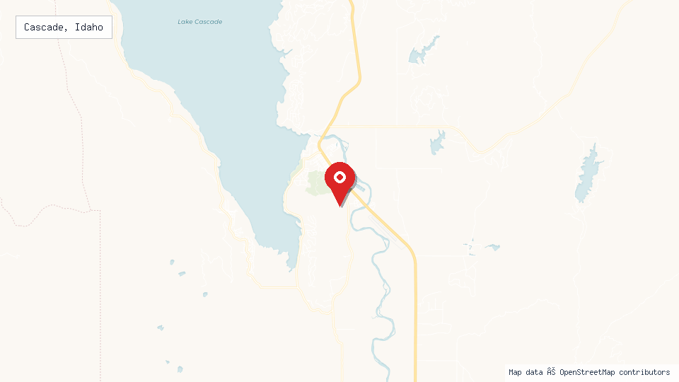 Street map of Cascade, Idaho with location pin