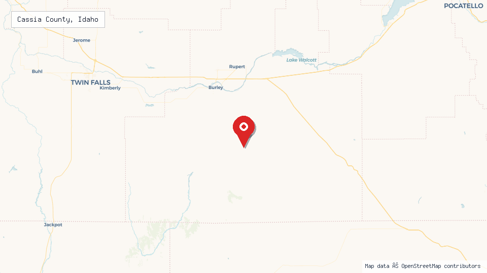 Street map of Cassia County, Idaho with location pin