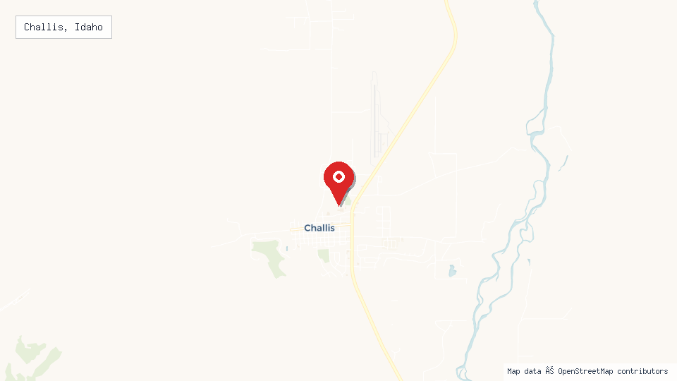 Street map of Challis, Idaho with location pin