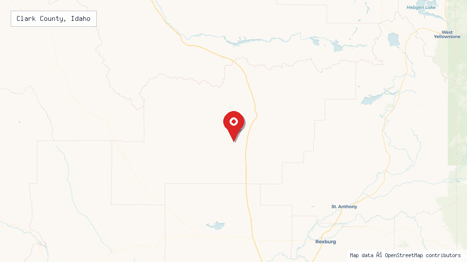 Street map of Clark County, Idaho with location pin