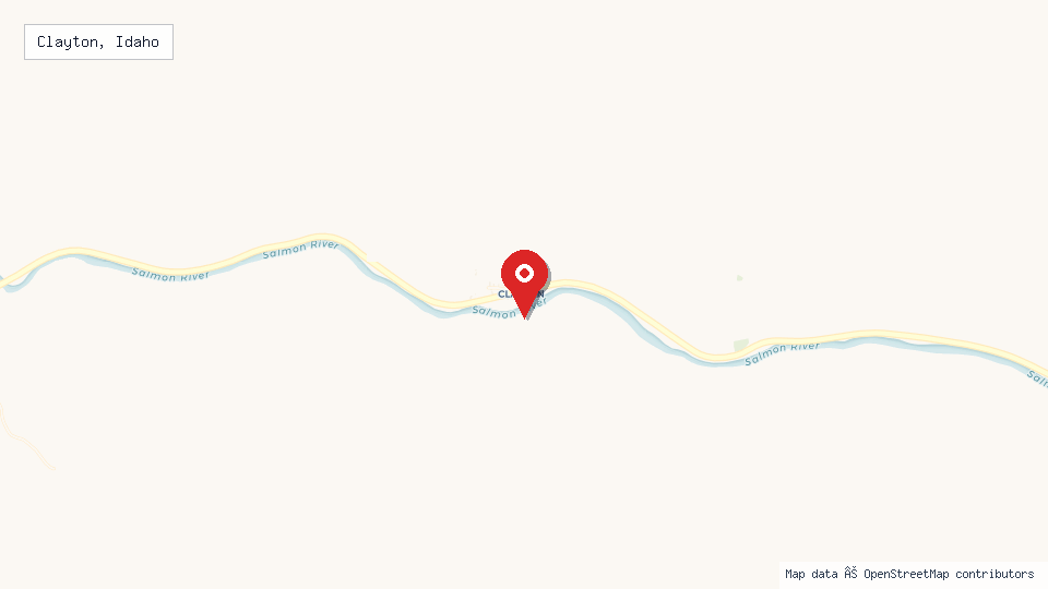 Street map of Clayton, Idaho with location pin