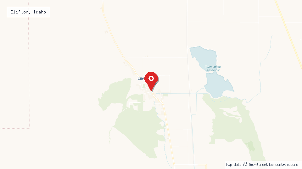 Street map of Clifton, Idaho with location pin