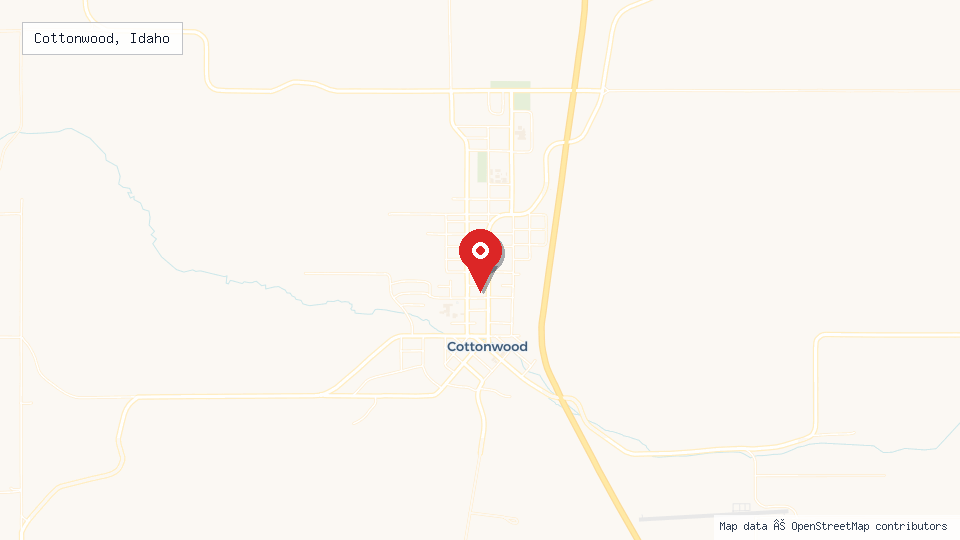 Street map of Cottonwood, Idaho with location pin