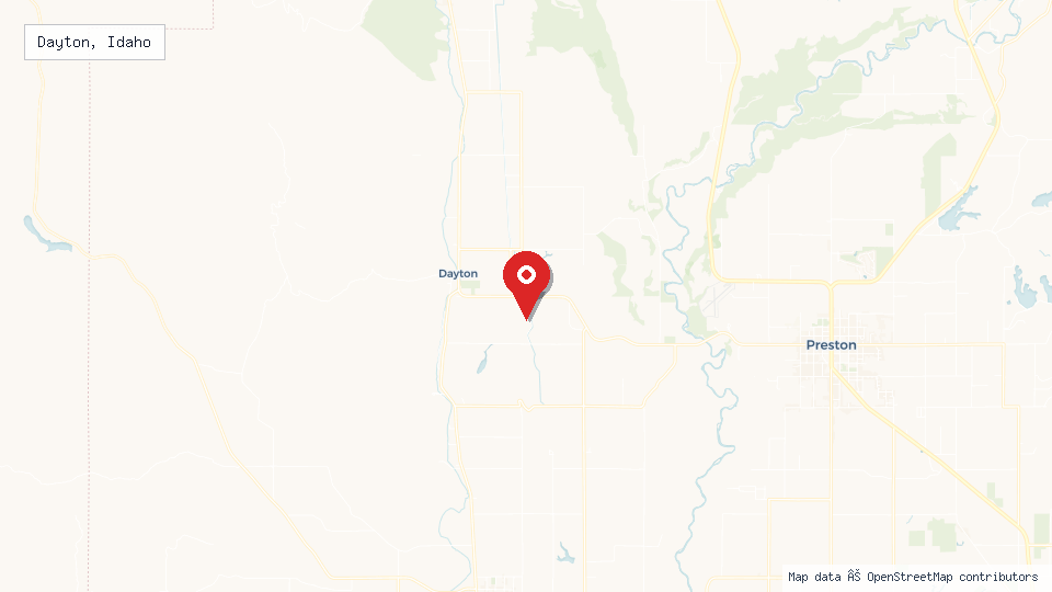 Street map of Dayton, Idaho with location pin