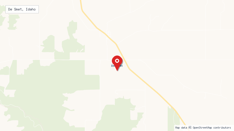 Street map of De Smet, Idaho with location pin