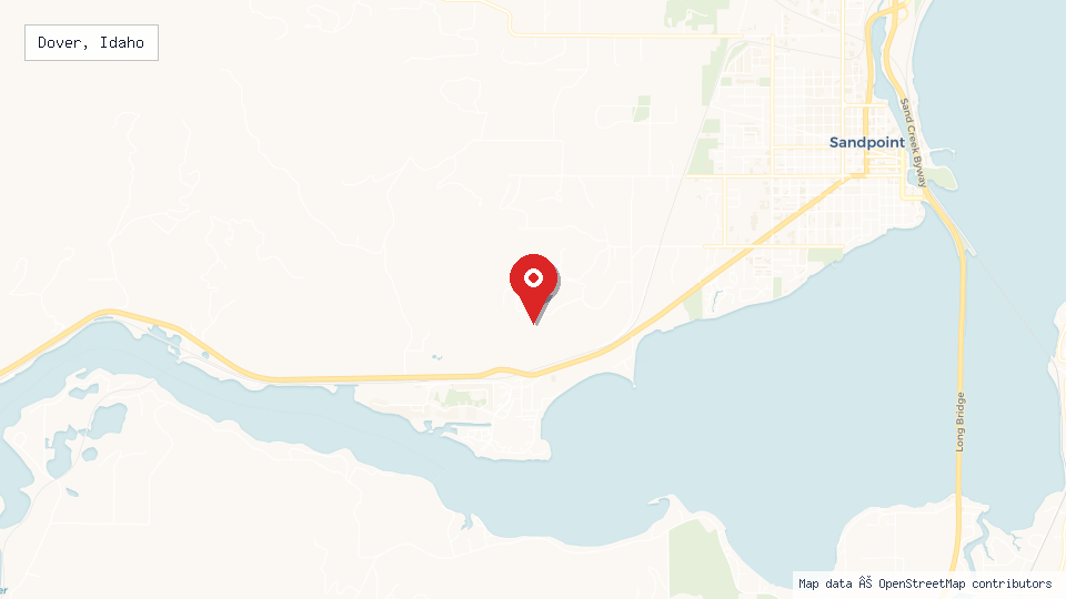 Street map of Dover, Idaho with location pin