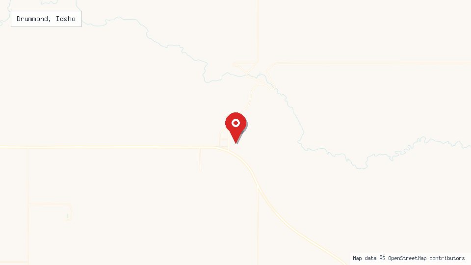 Street map of Drummond, Idaho with location pin