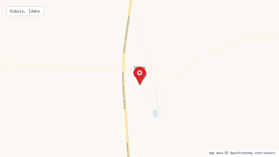 Street map of Dubois, Idaho with location pin