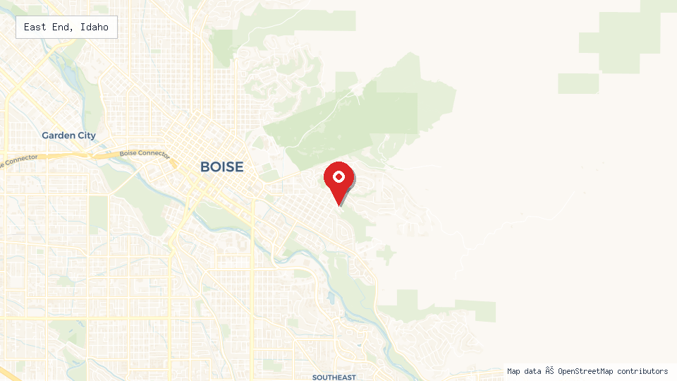 Street map of East End, Idaho with location pin