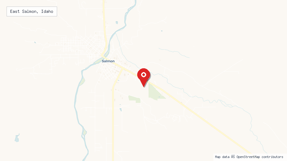 Street map of East Salmon, Idaho with location pin