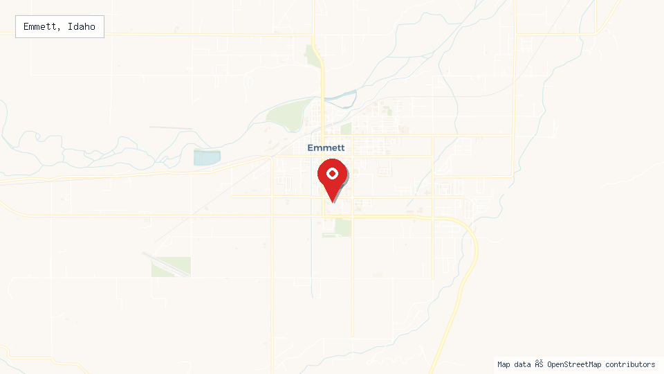 Street map of Emmett, Idaho with location pin