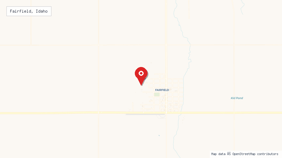 Street map of Fairfield, Idaho with location pin