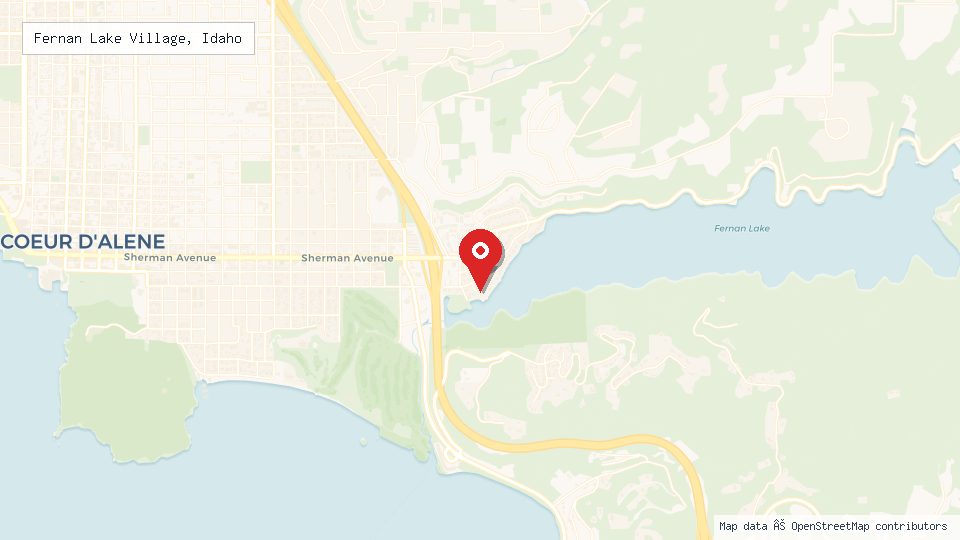 Street map of Fernan Lake Village, Idaho with location pin