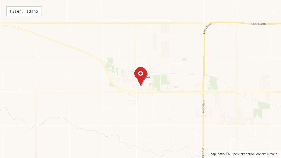 Street map of Filer, Idaho with location pin