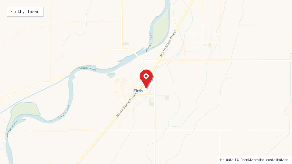 Street map of Firth, Idaho with location pin