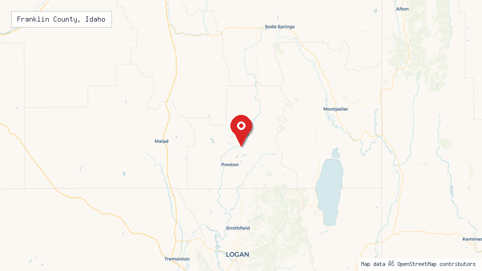 Street map of Franklin County, Idaho with location pin
