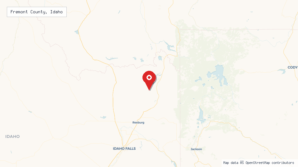 Street map of Fremont County, Idaho with location pin