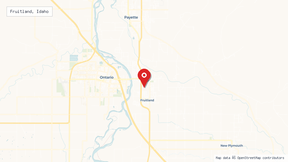 Street map of Fruitland, Idaho with location pin