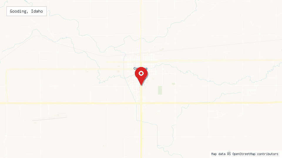 Street map of Gooding, Idaho with location pin