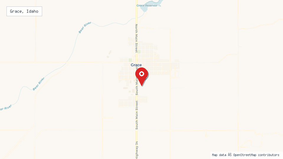 Street map of Grace, Idaho with location pin