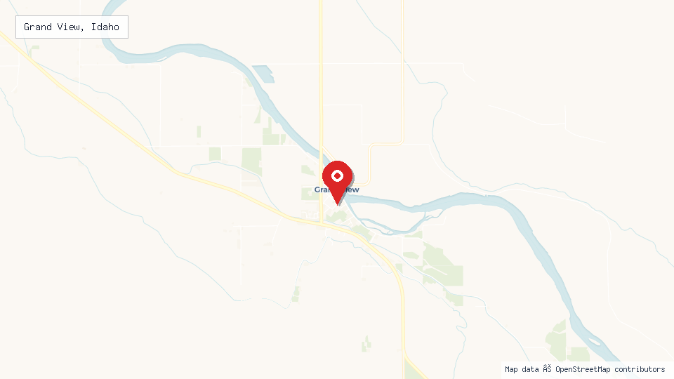 Street map of Grand View, Idaho with location pin