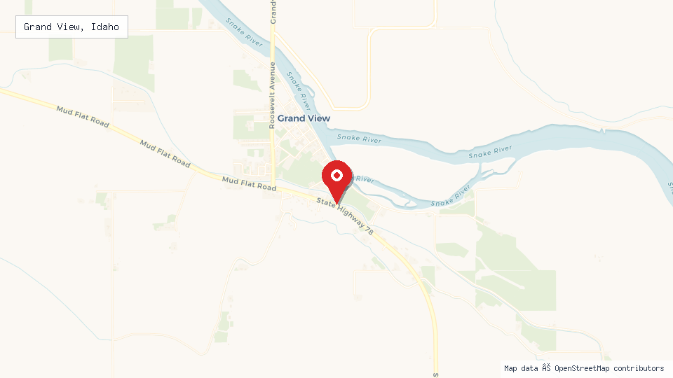 Street map of Grand View, Idaho with location pin