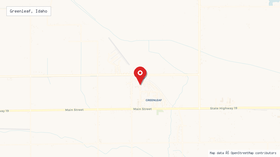 Street map of Greenleaf, Idaho with location pin
