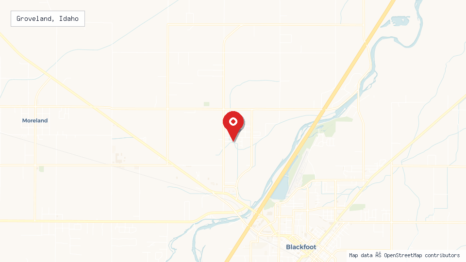 Street map of Groveland, Idaho with location pin