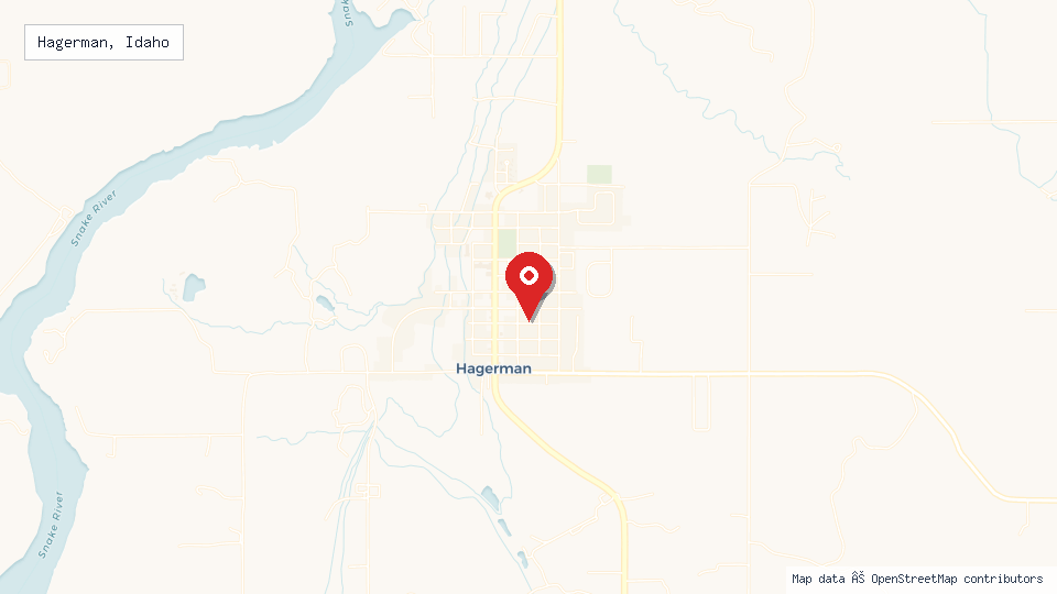 Street map of Hagerman, Idaho with location pin