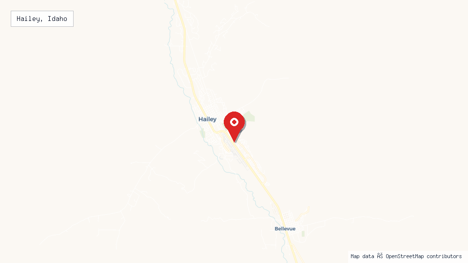 Street map of Hailey, Idaho with location pin