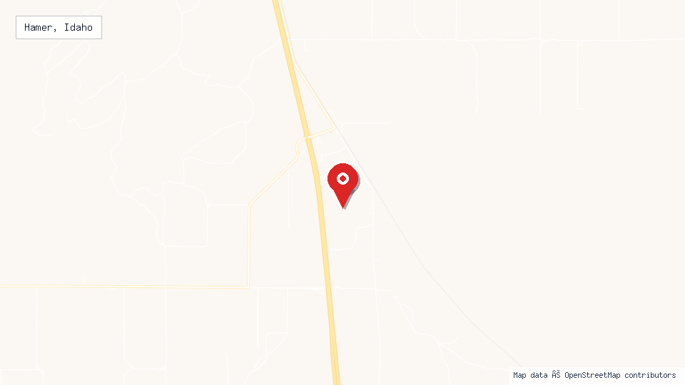 Street map of Hamer, Idaho with location pin