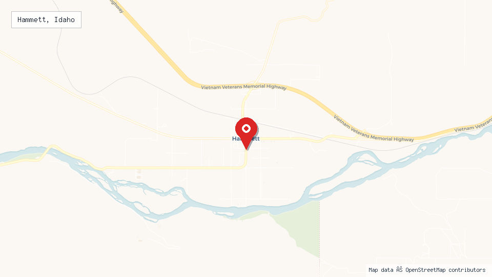 Street map of Hammett, Idaho with location pin
