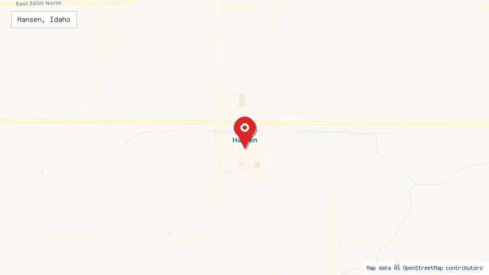 Street map of Hansen, Idaho with location pin