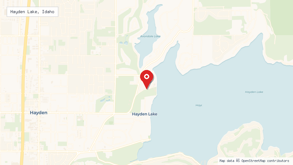Street map of Hayden Lake, Idaho with location pin
