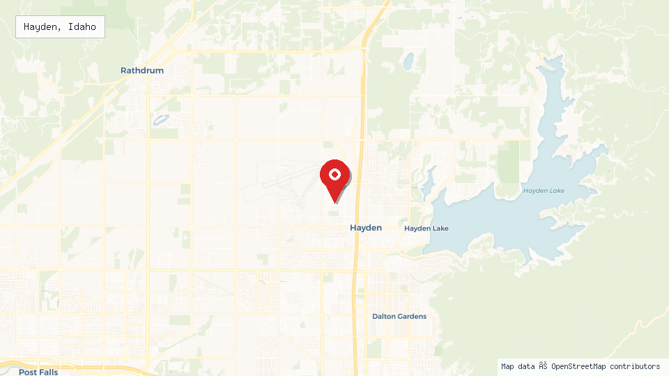 Street map of Hayden, Idaho with location pin