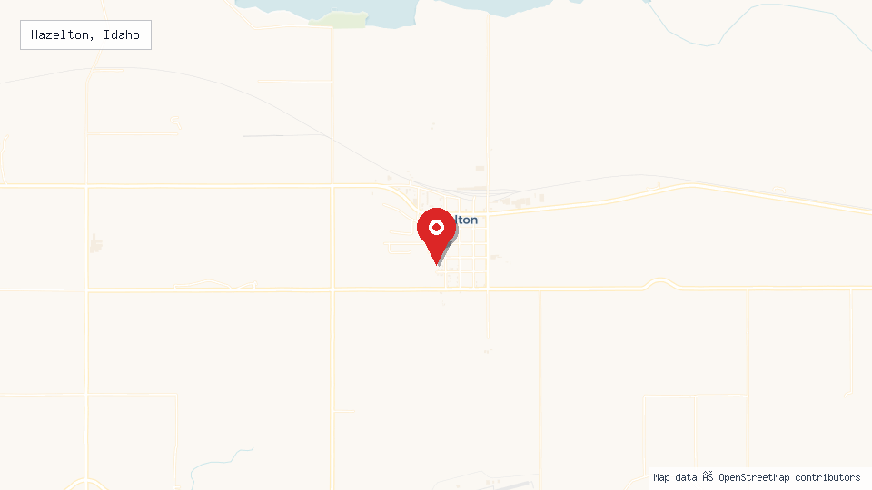 Street map of Hazelton, Idaho with location pin