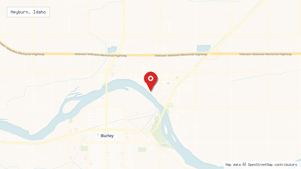 Street map of Heyburn, Idaho with location pin