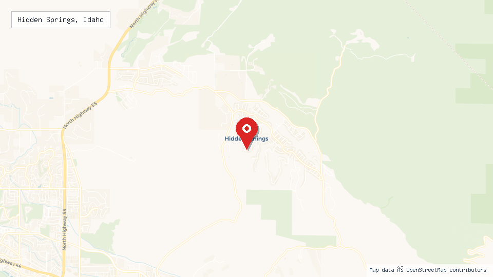 Street map of Hidden Springs, Idaho with location pin