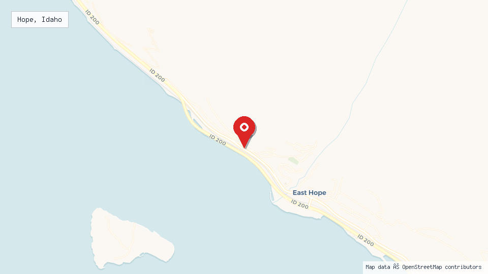 Street map of Hope, Idaho with location pin