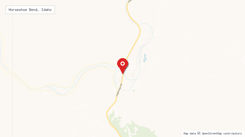 Street map of Horseshoe Bend, Idaho with location pin