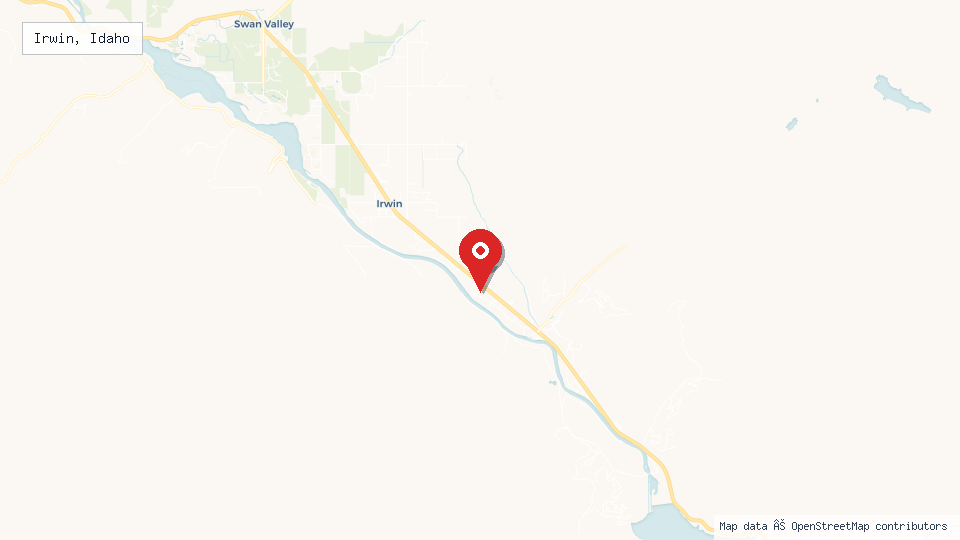 Street map of Irwin, Idaho with location pin