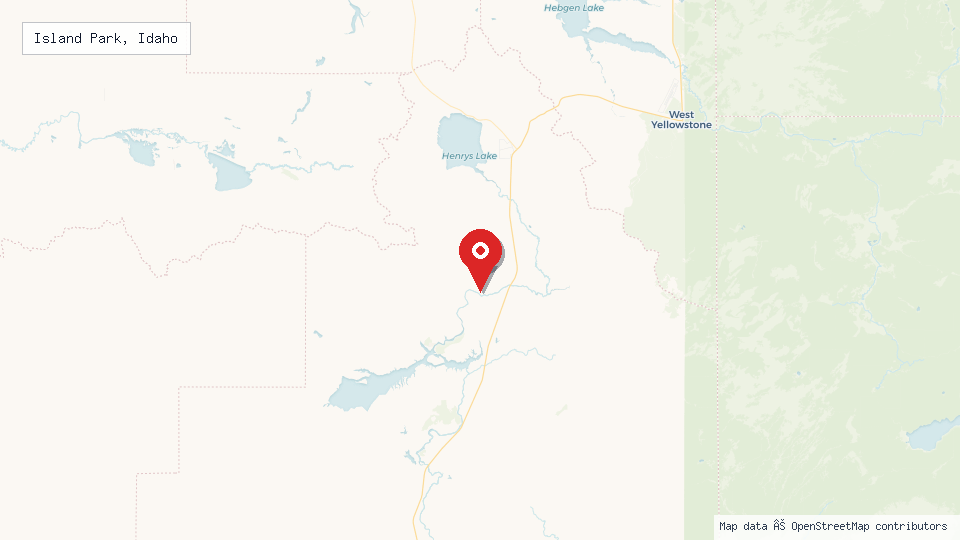 Street map of Island Park, Idaho with location pin