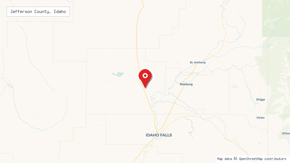 Street map of Jefferson County, Idaho with location pin